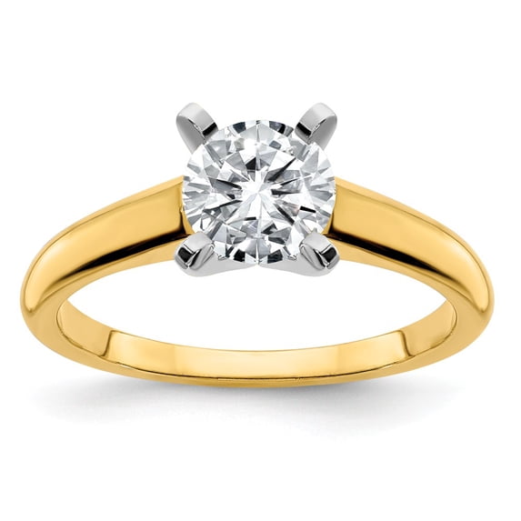 14k Yellow Gold Two Toned 10mm ROUND Moissanite Solitaire Engagement Ring Size 11 (3.6 cttw.)