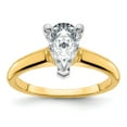 14k Yellow Gold Two Toned 9x6mm PEAR Moissanite Solitaire Engagement