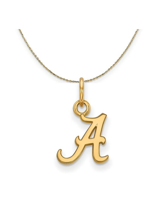 14k Yellow Gold U. of Alabama XS (Tiny) Initial A Necklace - 20 In