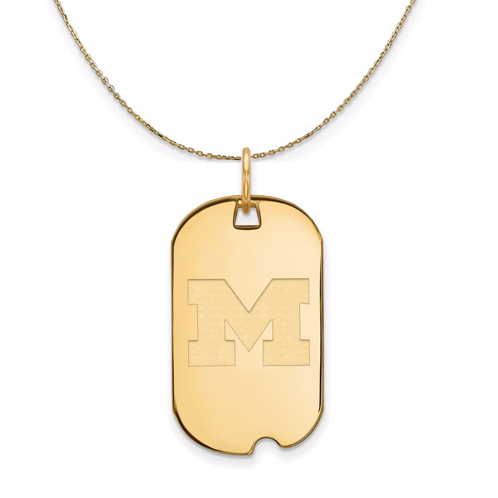 Mini Dog Tag Necklace in Silver or Gold 14K Yellow Gold / Charm Only