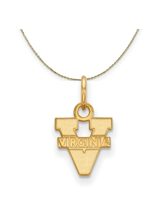 14k Yellow Gold U. of Virginia XS (Tiny) Logo Necklace - 24 Inch