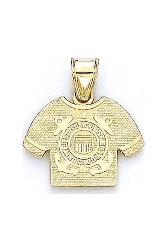 14k Yellow Gold US Coast Guard Logo Shirt Pendant - 2.0 Grams