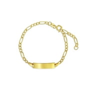 IN SEASON JEWELRY 14k Yellow Gold Unisex Adjustable ID Bracelet Engravable Identification Tag 4.5"