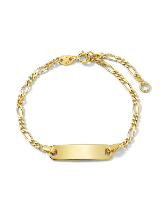 14k Yellow Gold Unisex Adjustable ID Bracelet Engravable Identification Tag 4.5"