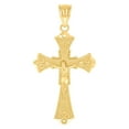 thumbnail image 1 of 14k Yellow Gold Unisex Cross Pendant Necklace Religious Charm 35.6x18.3mm Wide Pendant for Women, 1 of 2