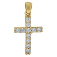thumbnail image 1 of 14k Yellow Gold Unisex Cubic Zirconia Cross Religious Charm Pendant, 1 of 2