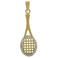 thumbnail image 1 of 14k Yellow Gold Unisex Cubic Zirconia Tennis Racquet Sport Charm Pendant, 1 of 1