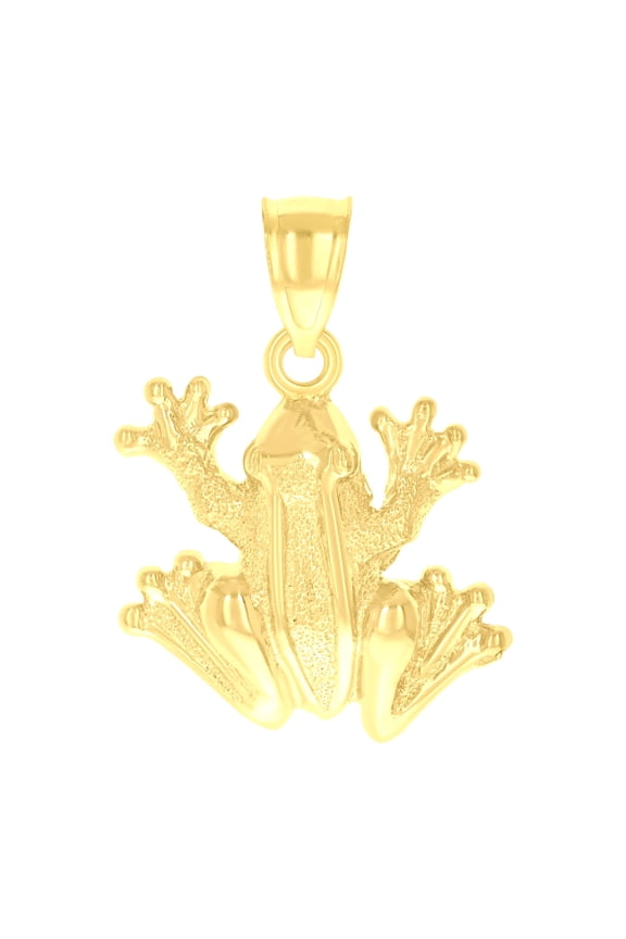 14k Yellow Gold Unisex Diamond-Cut Frog Toad Animal Ht:20.9mm Pendant Charm