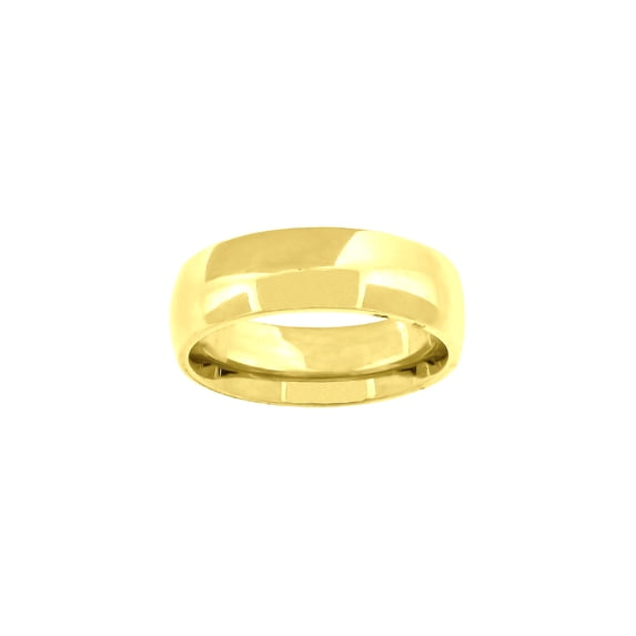 14k Yellow Gold Unisex Dome Polished Comfort-Fit 6mm-Size 7 Wedding Engagement Band Ring