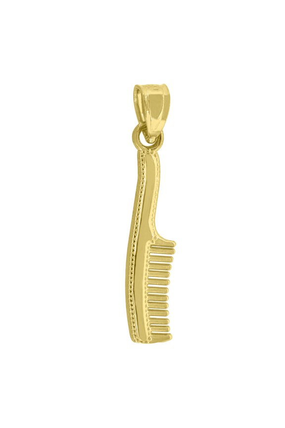 14k Yellow Gold Unisex Hair Comb Pendant Charm