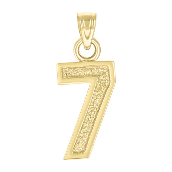 14k Yellow Gold Unisex Initial Number 7 Charm Pendant