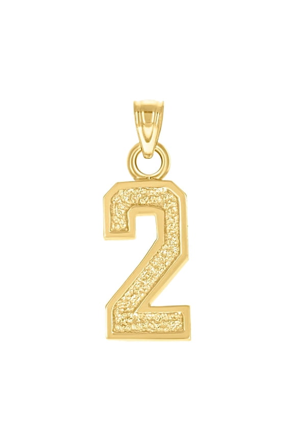 14k Yellow Gold Unisex Letter Name Personalized Monogram Initial Sport game Number 2 Charm Pendant Necklace 22.3x7.4mm W