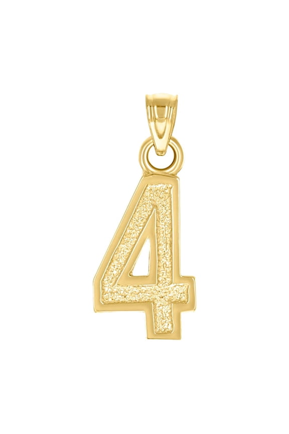 14k Yellow Gold Unisex Letter Name Personalized Monogram Initial Sport game Number 4 Charm Pendant Necklace 21.9x9mm Wid