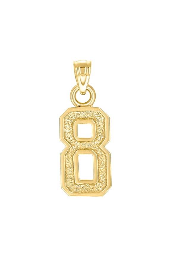 14k Yellow Gold Unisex Letter Name Personalized Monogram Initial Sport game Number 8 Charm Pendant Necklace 21.7x7.8mm W