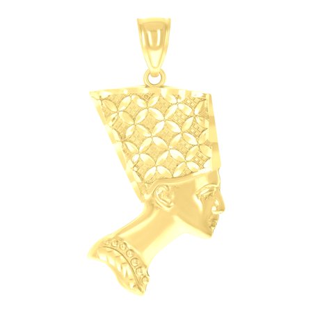 14k Yellow Gold Unisex Nefertiti Egyptian Charm Pendant for Men Women