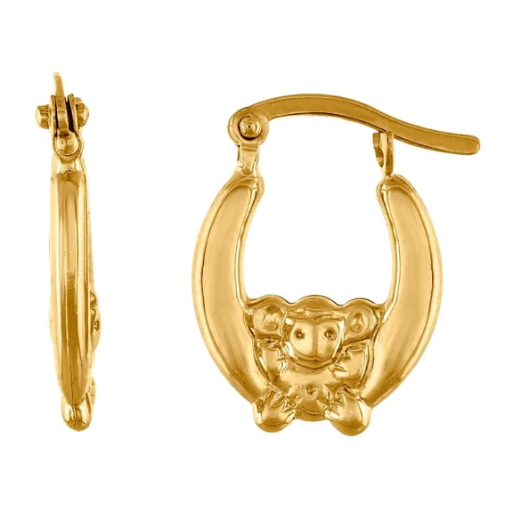 14k Yellow Gold Unisex Polished Monkey Huggie Hoop 17.7mm X Snap Earrings Hoop Earring for Women