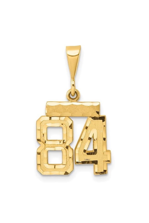 14k Yellow Gold Polished Diamond Cut Finish Small Size Number 84 Charm Pendant