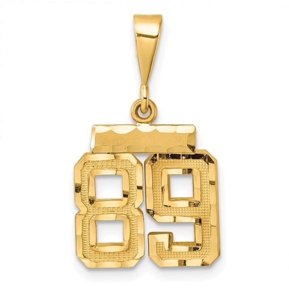 14k Yellow Gold Polished Diamond Cut Finish Small Size Number 89 Charm Pendant
