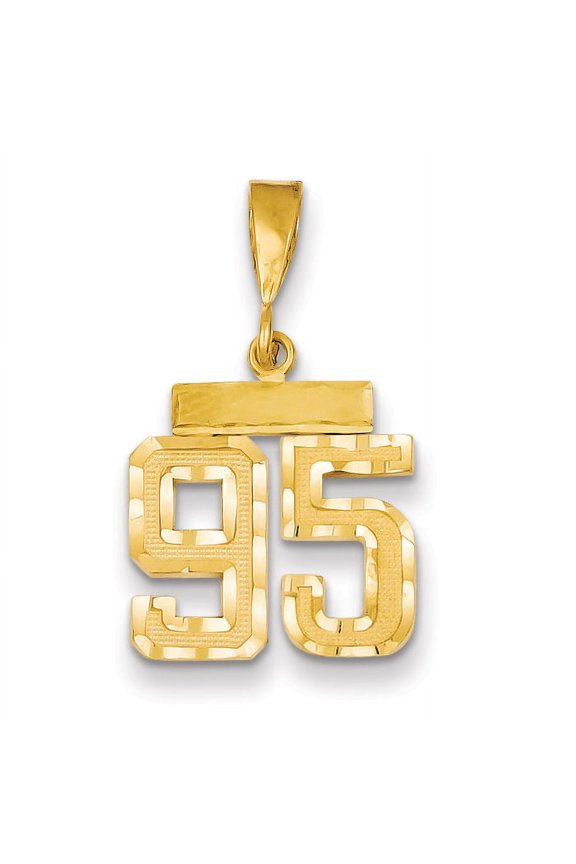 14k Yellow Gold Polished Diamond Cut Finish Small Size Number 95 Charm Pendant