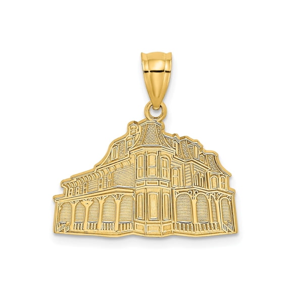 14k Yellow Gold Victorian House Pendant for Women or Unisex, Architectural Charm, Vintage Style Symbol of Heritage and Nostalgia, Real Gold Jewelry Keepsake