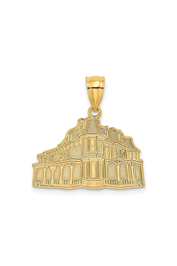 14k Yellow Gold Victorian House Pendant for Women or Unisex, Architectural Charm, Vintage Style Symbol of Heritage and Nostalgia, Real Gold Jewelry Keepsake