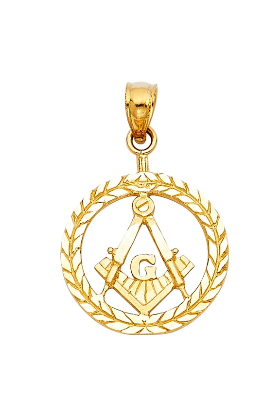 14k Yellow Gold Vintage Freemason Symbol Pendant God Geometry Sign Charm Jewelry Female Unisex
