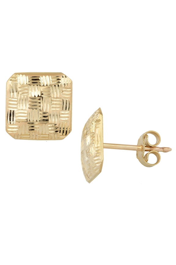 KoolJewelry 14k Yellow Gold Weave Design Square Post Earrings