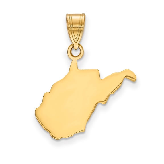 14k Yellow Gold West Virginia Pendant Necklace for Women or Unisex Wear, State Outline Jewelry, Minimalist Map Charm, Local Pride Keepsake, Solid Gold USA Accessory