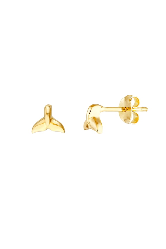 14k Yellow Gold Whaletail Micro Stud Earrings Stud Earring for Women