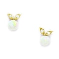 thumbnail image 1 of 14k Yellow Gold White 5x5mm Simulated Opal and CZ Fancy Screw-Back Earrings - Measures 8x7mm, 1 of 2