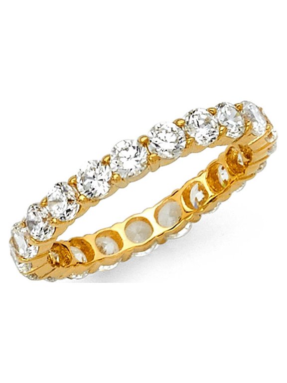 14k Yellow Gold White CZ Eternity Stacking Wedding Ring Forever Size 5