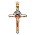 thumbnail image 1 of 14k Yellow Gold White Gold and Rose Gold Cubic Zirconia Fancy Crucifix Pendant Necklace 20x24mm Pendant for Women, 1 of 2