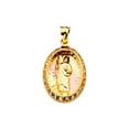 thumbnail image 1 of 14k Yellow Gold White Gold and Rose Gold Cubic Zirconia San Judas Medal Pendant Necklace 14x25mm Pendant for Women, 1 of 2