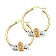thumbnail image 1 of 14k Yellow Gold White Gold and Rose Gold Guadalupe Hoop Earrings 23x23mm Hoop Earring for Women, 1 of 2
