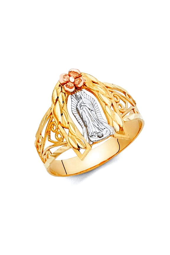 14k Yellow Gold White Gold and Rose Gold Guadalupe Ring Size 7 Ring for Women - 2.8 Grams