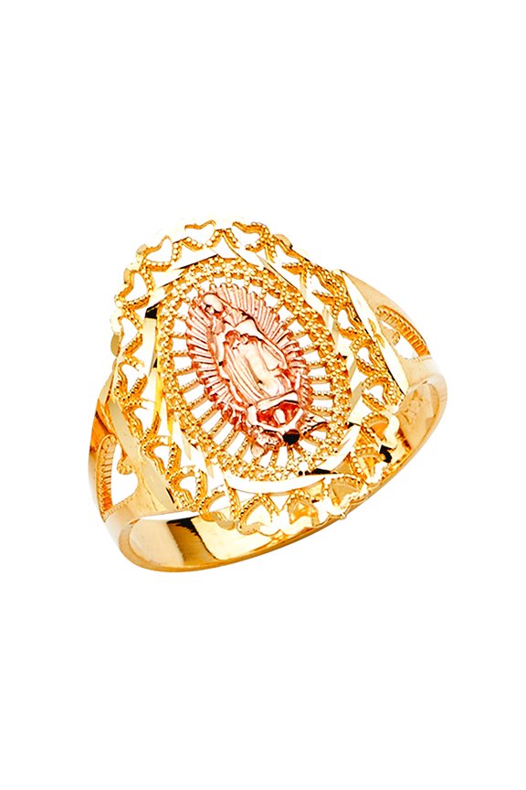 14k Yellow Gold White Gold and Rose Gold Guadalupe Ring Size 7 Ring for Women - 3.3 Grams