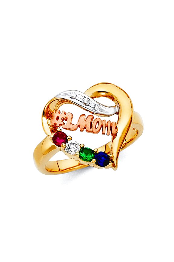 14k Yellow Gold White Gold and Rose Gold Pray Hands Ring Size 7 Ring for Women - 4.4 Grams