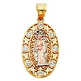 thumbnail image 1 of 14k Yellow Gold White Gold and Rose Gold Santa Muerte Pendant Necklace 15x22mm Pendant for Women, 1 of 2