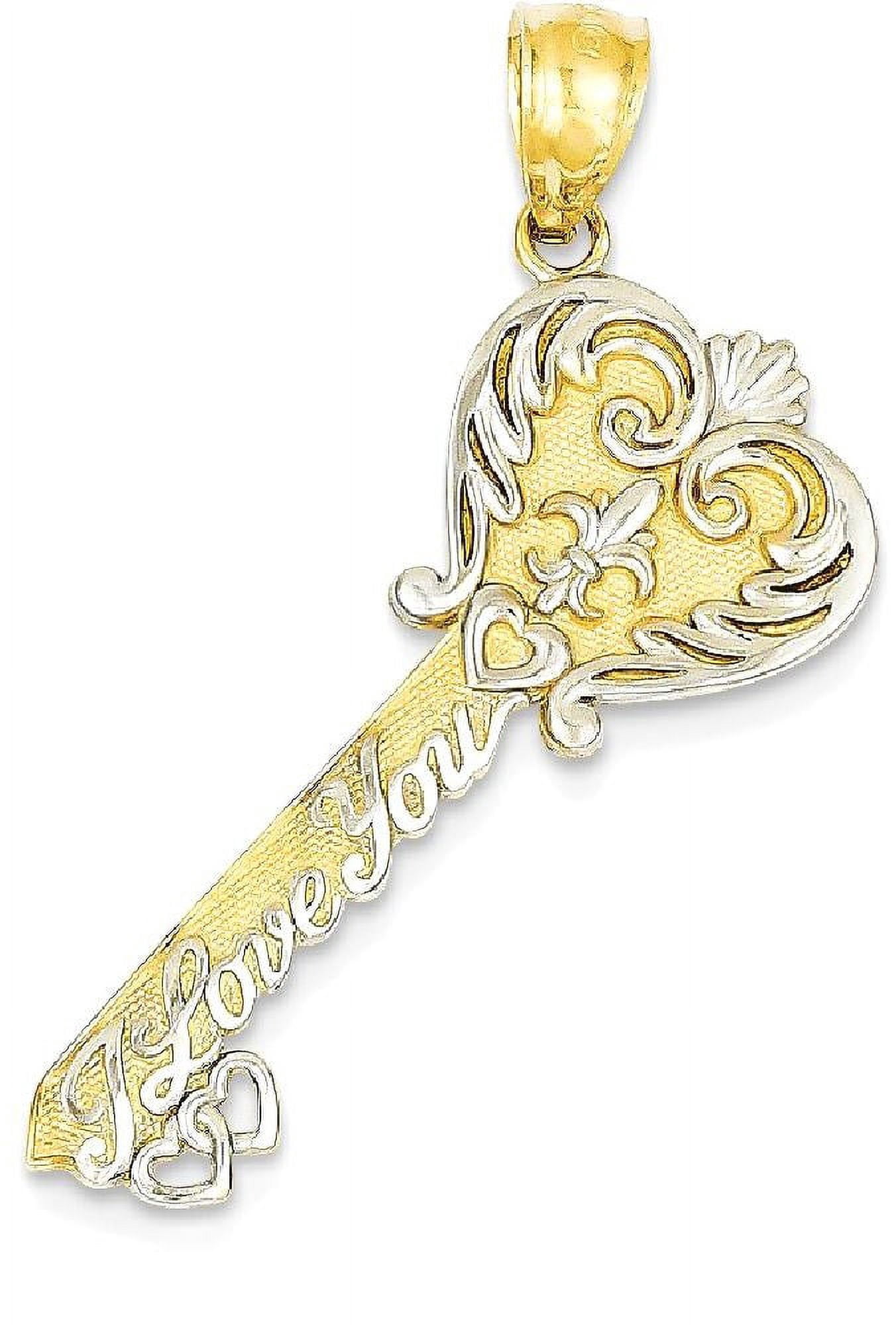 14k Yellow Or White Gold Key To My Heart Charm Pendant - High Polish Shine Fine Jewelry