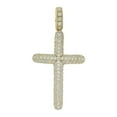 thumbnail image 1 of 14k Yellow Gold White Rhodium, Classic Cross Pendant Religious Charm Created CZ Crystals 21mm, 1 of 4