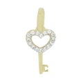 thumbnail image 1 of 14k Yellow Gold White Rhodium, Modern Mini Heart Key Pendant Charm Created CZ Crystals 10mm, 1 of 6