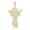 thumbnail image 1 of 14k Yellow Gold White Rhodium, Small Divine Infant Child Jesus Christ Pendant Created CZ Crystals 18mm with 16" Dainty Neck Chain, 1 of 9