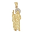 thumbnail image 1 of 14k Yellow Gold White Rhodium, Small Saint Jude San Judas Pendant Religious Charm 10mm with 20" Dainty Neck Chain, 1 of 8