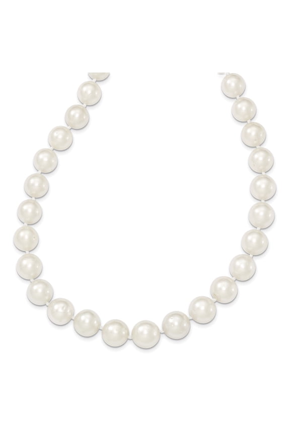 14k Yellow Gold White Saltwater Cultured South Sea Graduated Pearl Necklace Fine Jewelry For Women Gifts For Her (9.5-12mm), 18"
