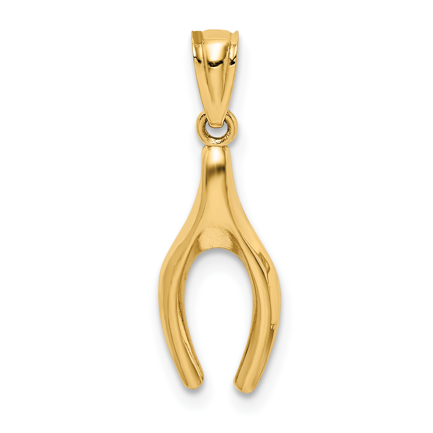 14k Yellow Gold Wish Bone Pendant Charm Necklace Good Luck Italian Horn Fine Jewelry For Women Gifts For Her - image 1 of 4