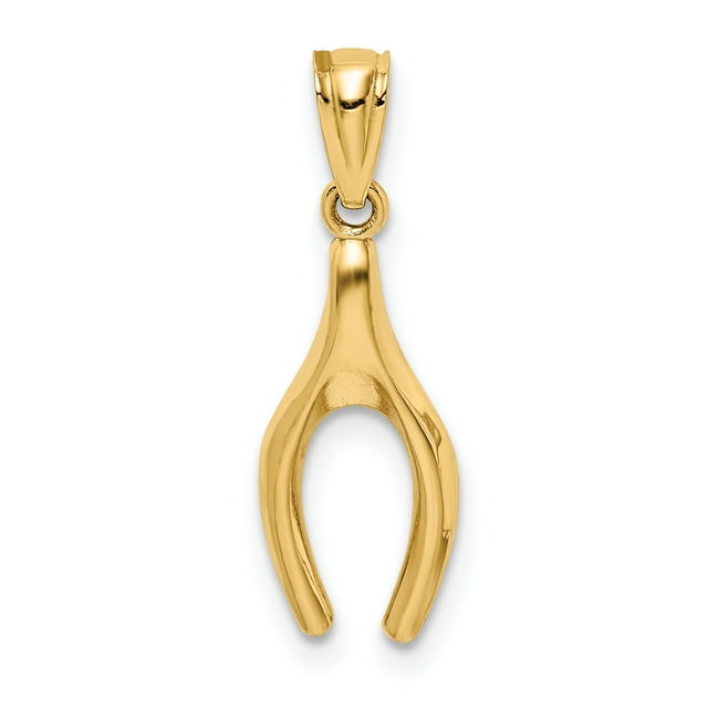 14k Yellow Gold Wish Bone Pendant Charm Necklace Good Luck Italian Horn Fine Jewelry For Women Gifts For Her