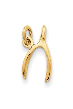 14k Yellow Gold Wishbone Charm Pendant
