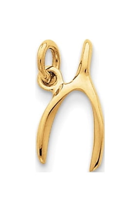 14k Yellow Gold Wishbone Charm