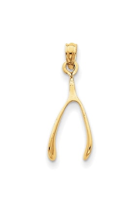 14k Yellow Gold Wishbone Pendant Charm