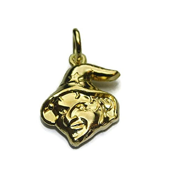 14k Yellow Gold Witch Charm Pendant